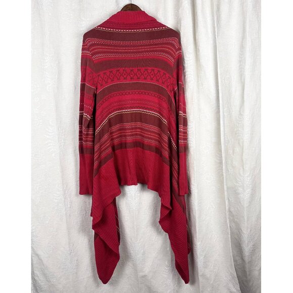 Sundance Southwestern long open waterfall cardigan sweater red cotton knit Large - Picture 6 of 9
